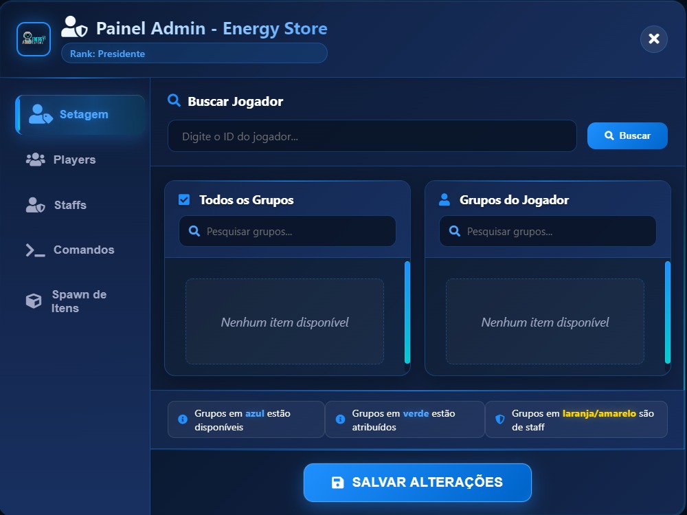 Painel Admin para Cidade FiveM